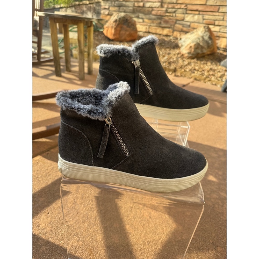 Dolce Vita Zanza Black Suede Faux Fur Lined Sneaker Booties